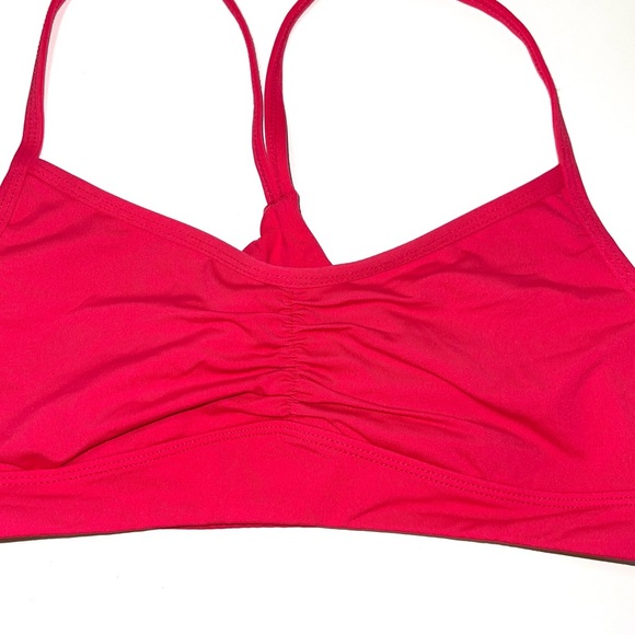 Athleta Hot Pink Ruched Keyhole Back Unlined Sports Bra Xsmall Women’s - Picture 4 of 9
